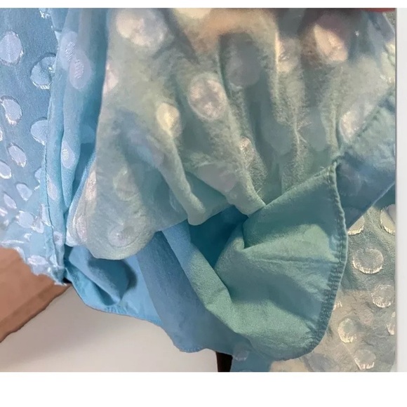Soft Surroundings Top Blue Silk S Swiss Dot Pearl Buttons Dainty Feminine Shirt - Picture 6 of 10